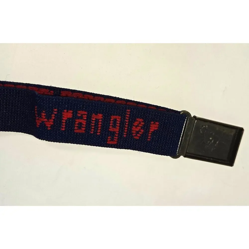 Vintage Wrangler Boy's Woven Elastic Belt Navy Blue Red Magnet Buckle 36
